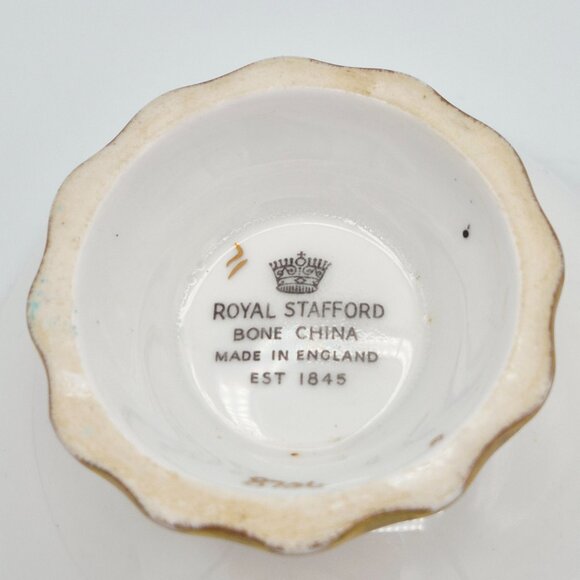 Royal Stafford Turquoise & Gold Acanthus Leaves Tea Cup & Saucer Bone China UK - Picture 12 of 13